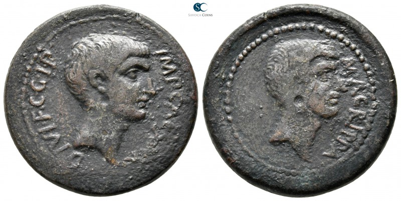 Mysia. Parion. Augustus with Agrippa 27 BC-AD 14. 
Dupondius Æ

28 mm., 10,64...