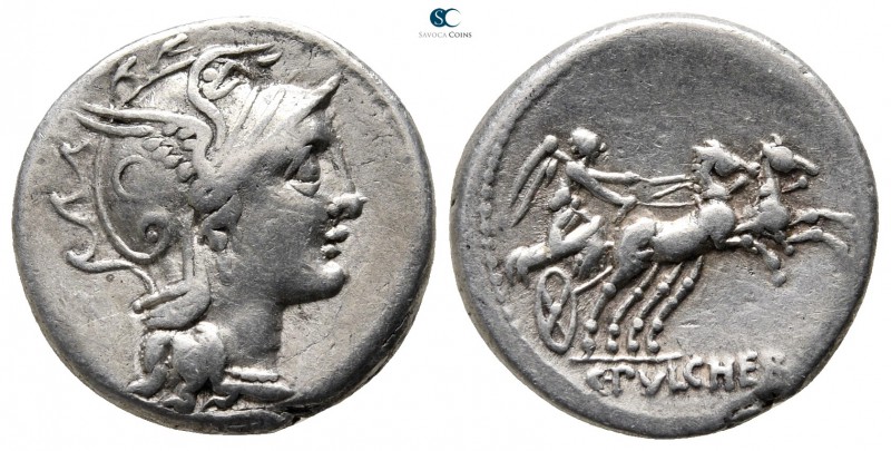 C. Claudius Pulcher 111-110 BC. Rome
Denarius AR

17 mm., 3,79 g.

Helmeted...