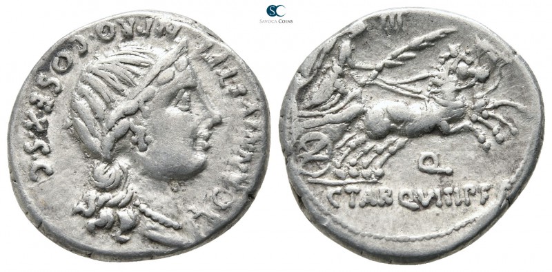 C. Annius T. f. T. n. and C. Tarquitius P. f 82-81 BC. Rome
Denarius AR

19 m...