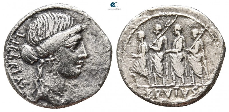 M. Junius Brutus 54 BC. Rome
Denarius AR

19 mm., 3,49 g.

Bust of Libertas...