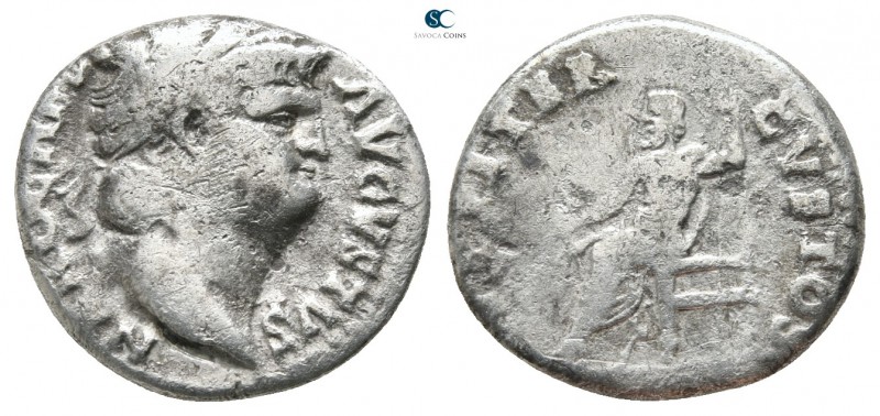 Nero as Caesar AD 50-54. Rome
Denarius AR

16 mm., 3,14 g.

[NERO CAESAR] A...