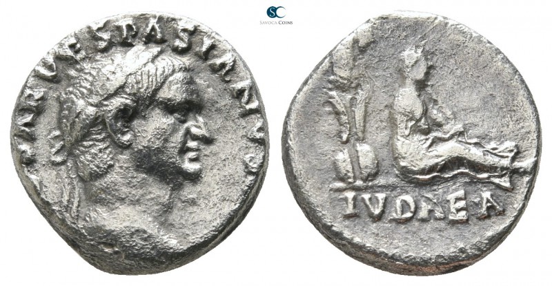 Vespasian AD 69-79. Rome
Denarius AR

16 mm., 3,29 g.

IMP CAESAR VESPASIAN...