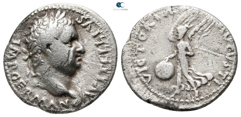 Vitellius AD 69. Tarraco (?)
Denarius AR

17 mm., 3,46 g.

A VITELLIVS IMP ...