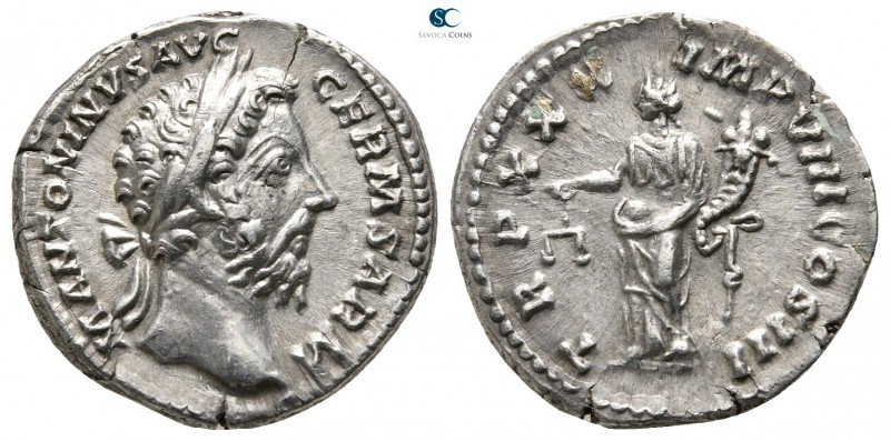 Marcus Aurelius AD 161-180. Rome
Denarius AR

18 mm., 2,88 g.

M ANTONINVS ...