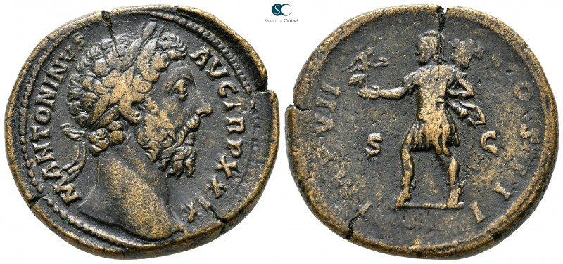 Marcus Aurelius AD 161-180. Rome
Sestertius Æ

34 mm., 26,03 g.

M ANTONINV...