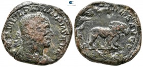 Philip I Arab AD 244-249. Ludi Saeculares (Secular Games) issue, commemorating the 1000th anniversary of Rome. Rome. Sestertius Æ