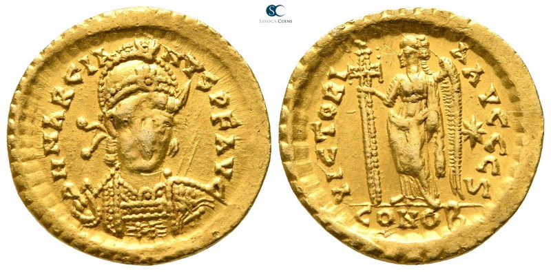 Marcian AD 450-457. Constantinople
Solidus AV

20 mm., 4,46 g.

D N MARCIA-...