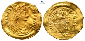 Anastasius I AD 491-518. Constantinople. Semissis AV