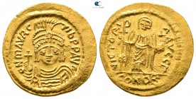 Maurice Tiberius AD 582-602. Constantinople. 3rd officina. Solidus AV
