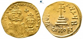 Constans II, with Constantine IV AD 641-668. Constantinople. 8th officina. Solidus AV