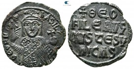 Theophilus AD 829-842. Struck AD 831-842. Constantinople. Half follis Æ