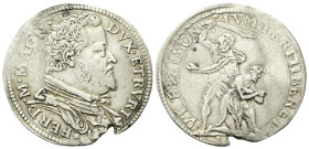 FIRENZE
Ferdinando I de’ Medici, 1587-1609.
Lira 16[..] data illeggibile.
Ag
gr. 4,26
Dr. ✶FERD - •M• MAGN • - DVX• ETRVRI III Busto drappeggiato...