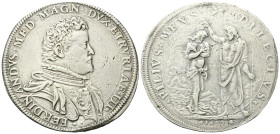 FIRENZE
Ferdinando I de’ Medici, 1587-1609.
Piastra 1589.
Ag
gr. 32,23
Dr. •FERDIN - ANDVS• MED •MAGN• DVX •ETRVRIAE •III✶•. Busto drappeggiato e...