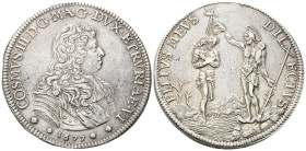 FIRENZE
Cosimo III de’Medici, Granduca di Toscana, 1670-1723.
Piastra 1677.
Ag
gr. 31,01
Dr. ✤COSMVS• III •D• G• MAG• DVX• ETRVRIAE• VI✤. Busto a...