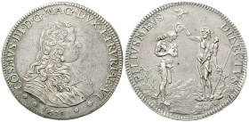 FIRENZE
Cosimo III de’Medici, Granduca di Toscana, 1670-1723.
Piastra 1678.
Ag
gr. 31,01
Dr. ✤COSMVS •III• D• G• MAG• DVX• ETRVRIAE• VI✤. Busto a...