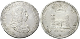 LIVORNO
Cosimo III de’Medici, Granduca di Toscana, 1670-1723.
Tollero 1712.
Ag
gr. 26,88
Dr. •COSMVS• III• D• G• MAG• DVX• ETVRIAE• VI• 1712•. Bu...