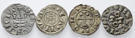 LOTTI
XIII-XIV secolo.
Lotto di 4 monete medioevali: Mezzanino di Cremona, Denaro di Genova, Denaro di Pavia, Denaro Tornese.
Ag 
gr. 3,05 totali...