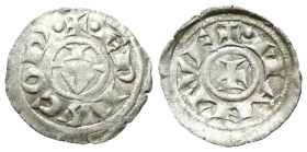 MANTOVA
Vescovi di Mantova, 1150-1256.
Obolo scodellato.
Ag 
gr. 0,28
Dr. +• EPISCOP•. Le lettere I e V.
Rv. +• MANTVE. Croce. 
CNI 10/14; Bign...