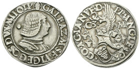 MILANO
Galeazzo Maria Sforza, V Duca di Milano, 1466-1476.
Testone.
Ag
gr. 9,56
Dr. (testa di Sant’Ambrogio) GALEAZ▾ M▾SF▾ VICECOS▾ DVX ▾MLI▾ QIT...