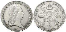 MILANO
Francesco I (II) d'Asburgo Lorena, Duca di Milano e Mantova, 1792-1800.
Crocione 1795.
Ag
gr. 29,44
Dr. FRANCISC• II• D• G •R• I• S• A• GE...