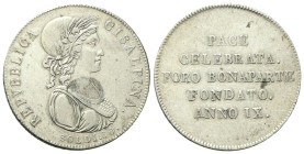 MILANO
Repubblica Cisalpina, 1800-1802.
30 Soldi a. IX (1801), busto medio.
Ag
gr. 7,22
Dr. REPVBLICA - CISALPINA•. Busto muliebre a d., galeato ...