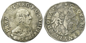 MODENA
Francesco I d’Este, 1629-1658. 
2 Lire 1657.
Ag
gr. 8,17
Dr. FRAN [I M]VT•REG•E•C•D•VIII•1657. Busto corazzato a d.; in esergo, ✶E✶T✶.
Rv...