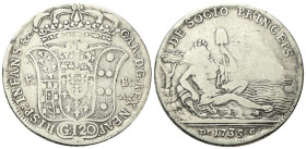 NAPOLI
Carlo di Borbone, 1734-1759.
Piastra da 120 Grana 1735 - I Tipo.
Ag
gr. 24,07
Dr. CAR: D: G :REX NEAP - HISP: INFANS•&:. Stemma coronato; ...
