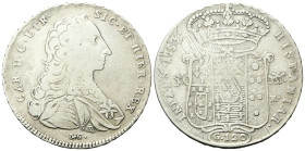 NAPOLI
Carlo di Borbone, 1734-1759.
Piastra da 120 Grana 1753, sigle DeG sotto il busto.
Ag
gr. 25,13
Dr. CAR •D •G •UTR• - SIC• ET HIER REX. Bus...