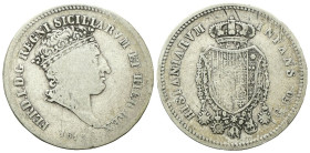 NAPOLI
Ferdinando IV (I) di Borbone, 1816-1825.
Mezza Piastra da 60 Grana 1818 testa piccola.
Ag
gr. 13,52
Dr. FERD• I• D • G REGNO SICILIARVM ET...