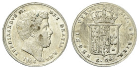 NAPOLI
Ferdinando II di Borbone, 1830-1859.
Tarì 1856.
Ag
gr. 4,57
Dr. Testa barbuta a d.
Rv. Stemma coronato. 
Pannuti Riccio 138; MIR 509/17;...
