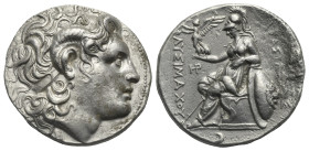 Kings of Thrace, Lysimachos. Tetradrachm, Lampsakos, circa 297-282 BC. (Silver, 27.60 mm, 16.81 g.). Diademed head of the deified Alexander r., wearin...