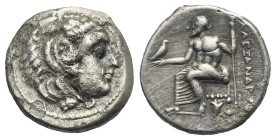Kings of Macedon. Philip III Arrhidaios, 323-317 BC. Drachm, struck under Menander or Kleitos, in the name and types of Alexander III the Great (336-3...
