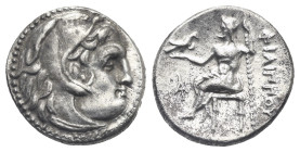 Kings of Macedon. Philip III Arrhidaios, 323-317 BC. Drachm, struck under Menander or Kleitos, in the types of Alexander III the Great (336-323 BC), c...