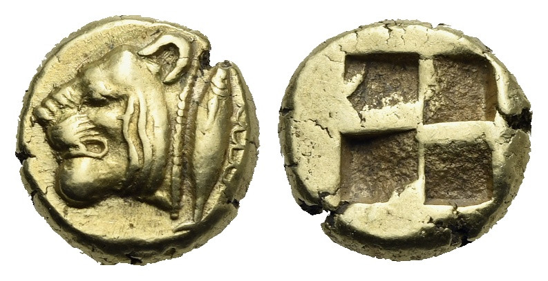 Mysia, Kyzikos. Circa 550-500 BC. El Hecte (Electrum, 10.18 mm, 2.68 g). Head of...