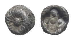 Ionia, Erythrai. Tetartemorion, circa 520-480 BC. (Silver, 4.36 mm, 0.10 g). Rosette. Rv. Stellate pattern of five pellets within quadrilobe incuse. S...