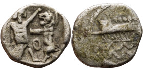 PHOENICIA: Sidon (4th century BC) Ar Obol Obverse: Galley l.; legend in Phoenician, Reverse. Persian king battling lion
