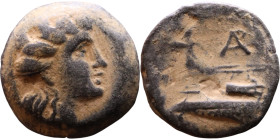 Phoenicia Arados (II Century BC) Bronze coin. Obverse: Diademed head of Poseidon right Reverse: Stern or ram of galley, unclear date below.