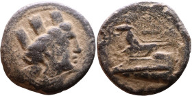 Phoenicia Arados (II Century BC) Bronze coin. Obverse: Diademed head of Poseidon right Reverse: Stern or ram of galley, unclear date below.