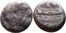 Phoenicia, Arados. Uncertain king. Circa 380-351 Silver coin. Obv: Bust of king. Rev: Galley