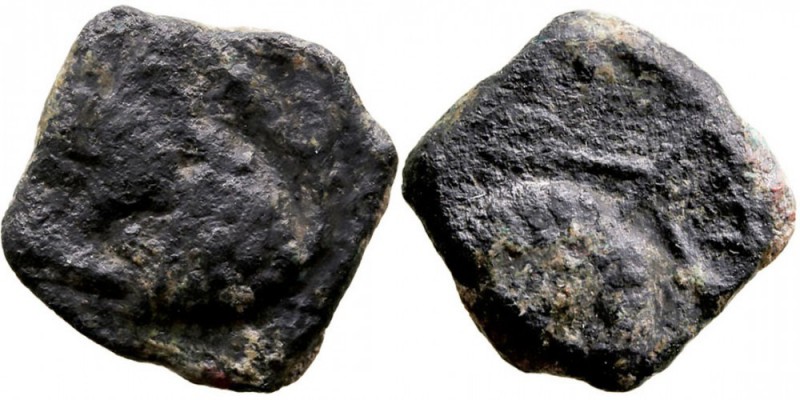 NORTE DE ÁFRICA. Lixus, Larache. AE-11. (Siglo I a.C.) A/Efigie de Chusur-Phtah ...