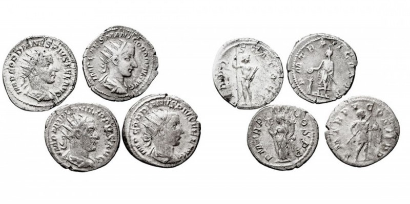 LOTES DE CONJUNTO. Antoniniano. AR. Lote de 4 monedas. Gordiano III (3) y Filipo...