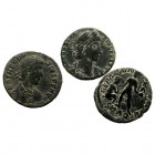 LOTES DE CONJUNTO. Follis. AE. Lote de 3 monedas. Graciano, Constantino II y Teodosio. MBC-.