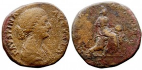FAUSTINA, Esposa de M. Aurelio. Sestercio. AE. R/(MATRI MAGNAE) S.C. Cibeles sentada a la der., flanqueada por dos leones. 21,92 g. RIC.1663. Muy esca...