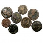LOTES DE CONJUNTO. Lote de 8 monedas. AE. As. Celse (2), Obulco, Titiacos, Bilbilis, C. Romula, Iulia Traducta. Interesante. MBC- a BC-.