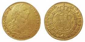 CARLOS III. 4 Escudos. AV. Madrid M. 1788. Numeral 8 sobre 3. 13,46 g. CAL.314. Rayitas en anv., si no MBC+. Escasa.