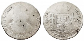CARLOS IV. 4 Reales. AR. Potosí PR. 1792. 12,92 g. CAL.867. Marcas de banquero, si no BC-.