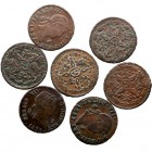 FERNANDO VII. 2 Maravedís. AE. Lote de 7 monedas. Segovia 1827, 1828, 1829, 1830, 1831, 1832 y 1833. MBC+ a MBC.