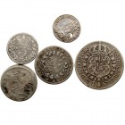 LOTES DE CONJUNTO. Lote de 5 monedas. AR. Alemania Land Minz, Inglaterra Jorge II (agujerito), Guillermo IV (2), Suecia Korona 1924. MBC a BC-.