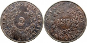 ARGENTINA. 2 Reales. AE. Buenos Aires. 1853. KM.9. MBC-.
