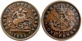 CANADÁ. Penny. AE. 1854. Bank of Upper Canada. KM.TN3. MBC.